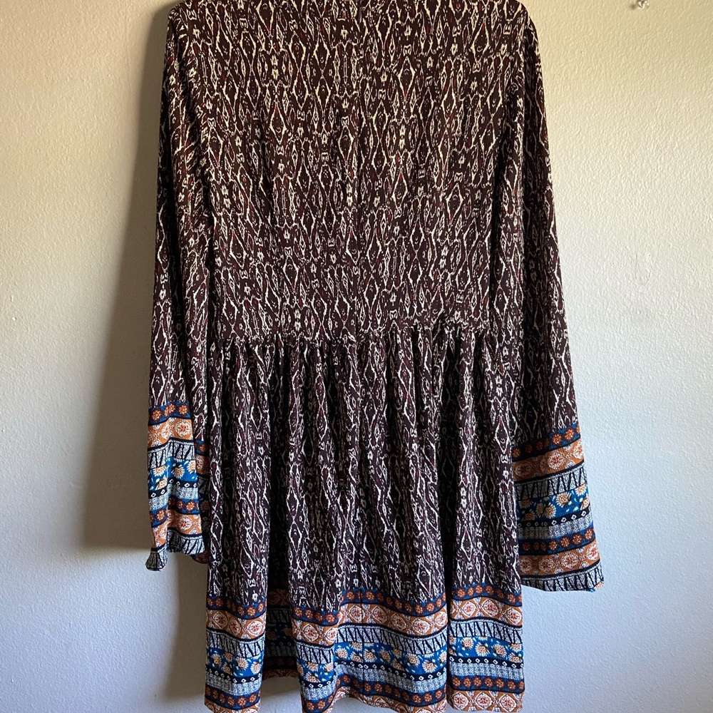 Coco + Carmen Brown Bell Sleeve Sundress